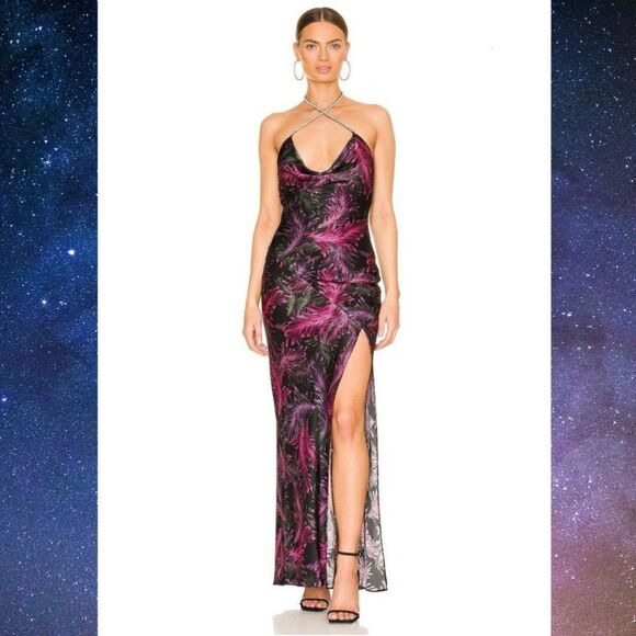 NICHOLAS Melia Cocktail Dress 100% Silk Rhinestone Halter Neck - Picture 1 of 14